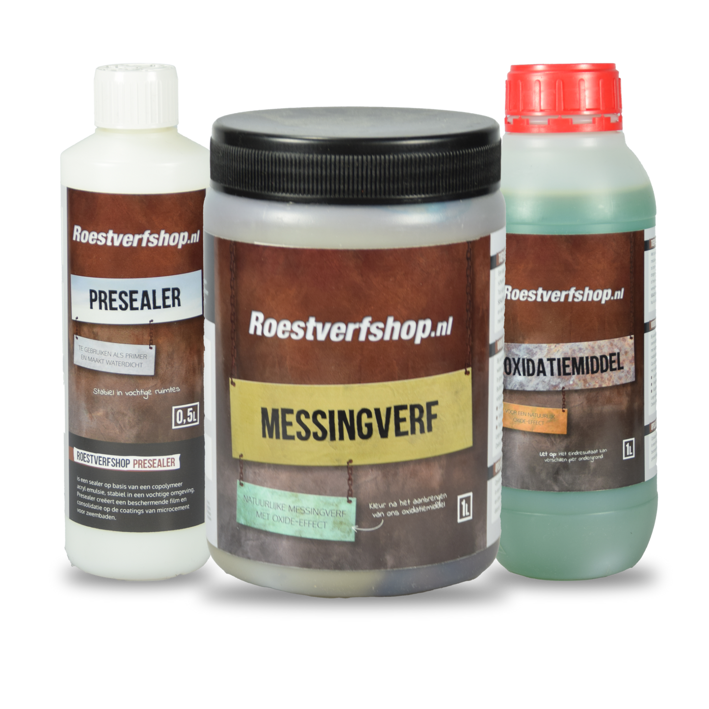 Messingverf met oxidatie effect en presealer